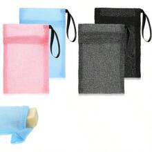 4 bolsas de jabn, bolsas de jabn para jabn slido, bolsas de jabn exfoliante con diferentes rugosidades, soporte de jabn espumoso para ducha y cuidado personal - Gris Azul Cielo black Rosa - Ver 8