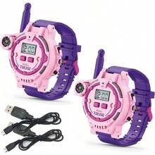 Walkie Talkie recargable para nios Radio bidireccional Walky Talky con linterna, juego de interfono para nios y nias de 4 a 12 aos rosa - Rosado - Ver 2