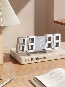 3D LED 数字挂钟 - 现代桌面时钟，带日期和温度显示，室内 LED 灯装饰，无需电池，内置电子元件 - 适用于厨房、卧室、办公室，轻巧型数字挂钟 - 彩色 - 查看 9