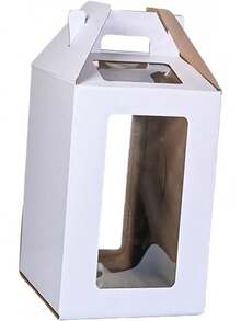 トールケーキボックス ケーキキャリア ポータブル食品保管庫 窓付き多目的階層型ケーキボックス 記念日 パーティー 結婚式用, ホワイト 30cmx30cmx35cm - ホワイト 25cmx25cmx30cm - チェックする 3