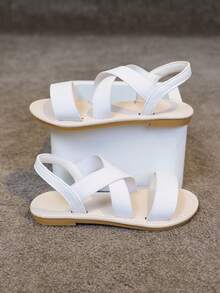 1 Pair Summer Fashion Simple Casual Beach Elastic Strap Outdoor Children Flat Roman Sandals