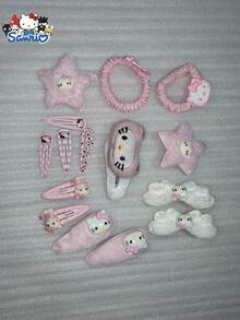 Sanrio Set di fermagli e molletta per capelli di Hello Kitty, fissano i capelli senza scivolare, adatti per capelli corti, lunghi e semi-raccolti, con disegni chiari che non sbiadiscono, alto riconoscimento del personaggio e copertura completa di stili multipli (soddisfano le esigenze di fissaggio e decorazione dei capelli nella vita quotidiana), stile carino di Hello Kitty, stile dolce quotidiano da ragazza