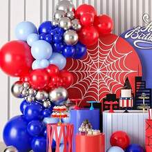 107 Sets Of Red, Black And Royal Blue Latex Balloons In Strings, Suitable For Decoration Of Superhero Spider Parties, Boys' Parties, Children's Birthday Parties, Gender Reveal Events, And Graduation Parties. - Multicolor - View 3
