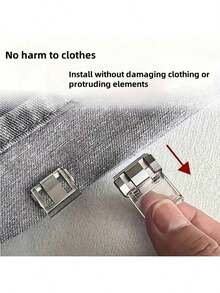 隐形裤腿缩短夹 - 无需缝纫，防滑隐藏式裤脚固定器，适用于牛仔裤、阔腿裤，适合日常通勤、运动、旅行 | 高品质服装配件 - 透明 - 查看 10