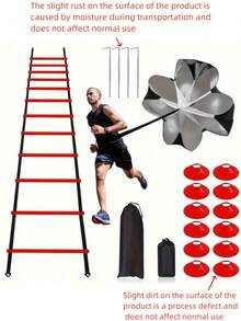 Agility Ladder Training Set - Agility Ladder, Agility Poles, 10 Soccer Cones, Resistance Parachute, 7 Ground Stakes | Basketball, Soccer Training Equipment Suitable For Teenagers And Adults