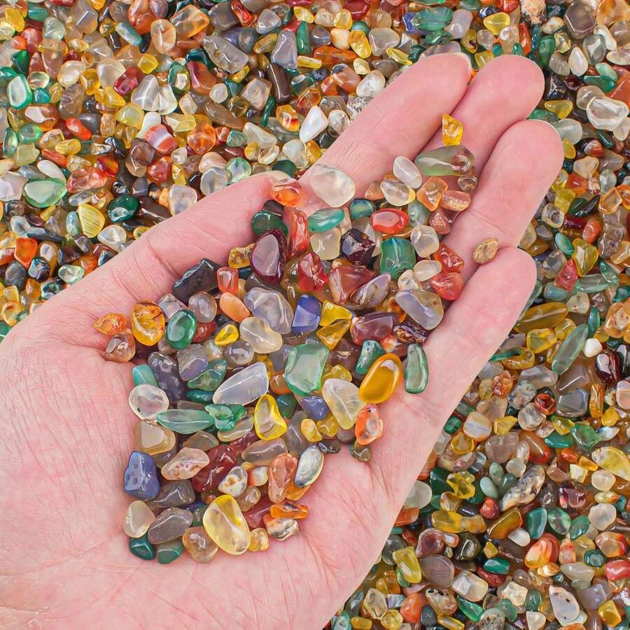100g/200g Colorful Agate Aquarium Fish Tank Gravel, Crystal Chips, Bulk Natural Gemstones, Asymmetrical Pebbles, Suitable For Aquarium, Vase Filler, Succulent Decoration - Multicolor - View 1