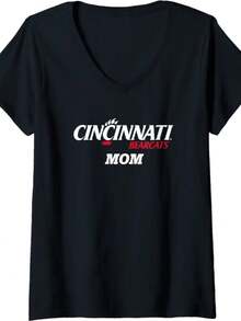Womens University Of Cincinnati Bearcats Mom V-Neck T-Shirt - màu đen - Xem 1