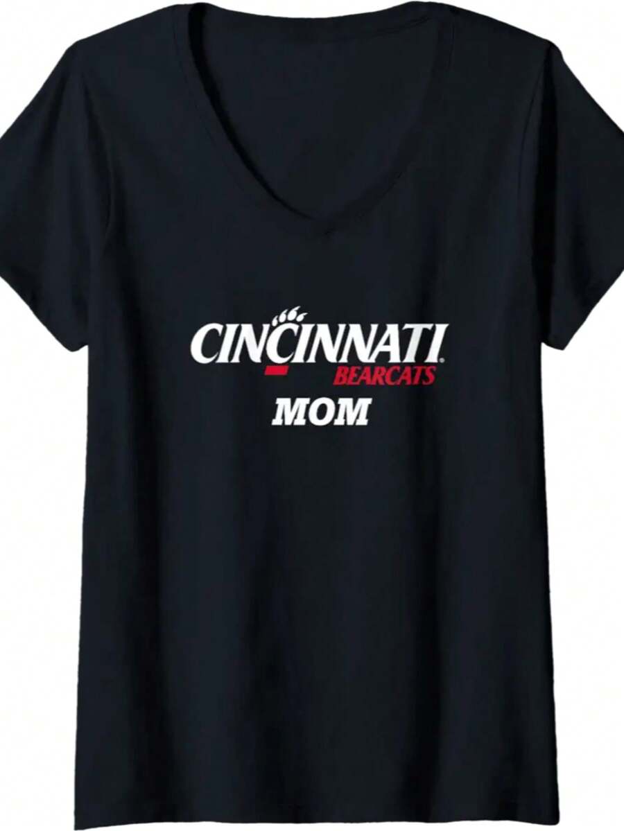 Womens University Of Cincinnati Bearcats Mom V-Neck T-Shirt - màu đen - Xem 1