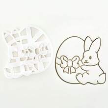 4pcs Cartoon Rabbit Stamp Mold, Easter Cookie Cutter Mold, Baking Embossing Stamp Tool - White - View 8