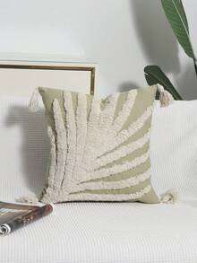 1件/2件套珊瑚棕榈图案毛绒刺绣装饰抱枕套，适用于客厅、卧室、沙发、户外露台、花园、节日派对、汽车，四季皆宜，45*45厘米（不含枕芯） - 彩色 - 查看 10