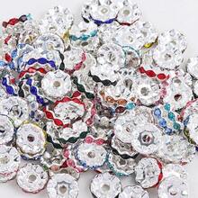 30/15/5pcs 12mm Sparkling Rhinestone Spacer Beads - Elegant Crafted Necklace & Bracelet, Round Rhinestone Wheel Spacer, Wavy Edged Rhinestone Spacer, DIY Rhinestone Jewelry Accessories - Multicolor - View 4