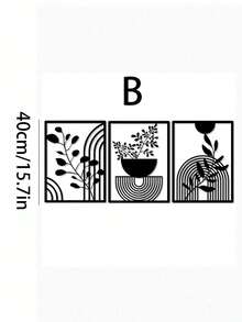 3 件套黑色金属墙面艺术装饰，简约线条艺术挂饰，抽象金属墙面雕塑，波西米亚风格壁挂，适用于卧室、浴室、客厅、室内和室外 - 黑色 - 查看 11
