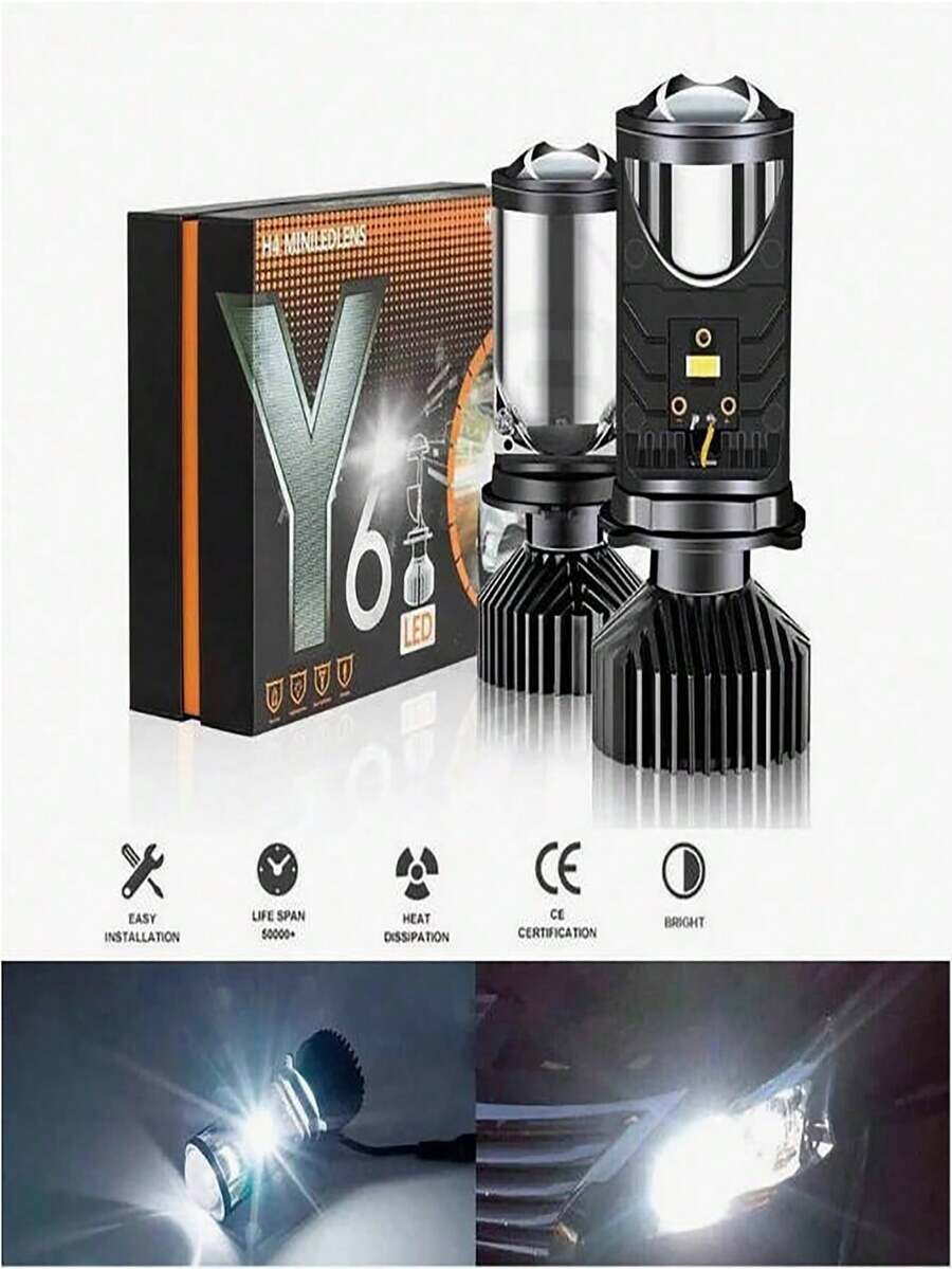 2 piezas Bombillas LED para faros de coche de 30000 lúmenes H4, luz blanca de 6000K - Negro - Ver 1