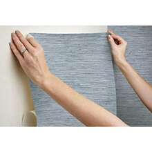 RoomMates RMK11078WP Papel pintado de tela de ramio para pegar y despegar, Gris oscuro(Azul & Gris) - Multicolor - Ver 7