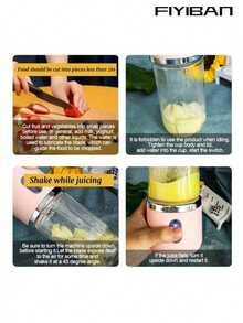 FIYIBAN 1pc Portable Mini Rechargeable Juicer Cup, Multi-Function Juice Blender, Shake Cup - Multicolor - View 12