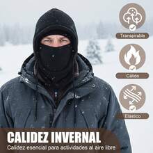ZCGOINGTECH Kit 2 Piezas Pasamonta?as para Hombre y Mujer, Balaclava a Prueba de Viento y Cálido, Pasamonta?as de Lana Polar para Esquí, Adecuado para Esquí, Escalada, Ciclismo y Uso Diario - negro - Ver 4