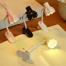 1pc/3pcs Adjustable Angle Lily Flower Shaped LED Reading Light With Clip, Desk Decor Lamp, Eye-Caring Night Reading Light (With Battery), Mini Reading Lamp, Suitable As Christmas Gift, Bedside Reading Light - Màu vàng - Xem 8