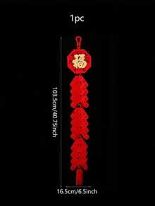 1pc Chinese New Year Decoration, Indoor Hanging Ornament Of Chinese Blessing & Firecracker Design,Chinese New Year Atmosphere Decoration - Red - View 3