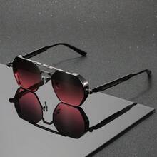 Punk Style Double Bridge Large Frame Glasses With Spring Temples, Unisex, Suitable For Parties, Gatherings, Costume Accessories - Multicolor - View 9
