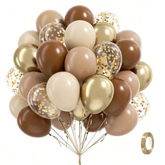 83/40 globos marrones y dorados para decoraciones de fiesta de baby shower, baby shower de género neutro, decoraciones de cumpleaños, decoraciones de baby shower - globos de confeti de champán claro con herramienta de atado