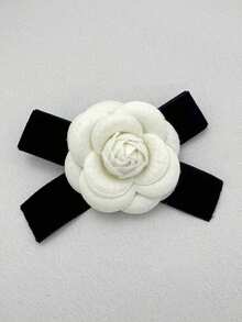 دبوس وردة الكاميليا ذو الشريط الحريري الأنيق المطفي الجديد من الموضة الكورية، للزينة على الياقة للنساء