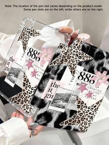 Leopard Print & Starry Sky Pattern Tablet Protective Case, Compatible With Ipad Air 11" M3 2025/M2 2024, IPad Air 5th Gen 2022, IPad (A16) 11" 11th Gen 2025, Galaxy Tab, Kindle Paperwhite 12th Gen 2024. Transparent Back Cover, Fashionable Pattern Protective Case With Auto Sleep/Wake Function And Air Cushion Protection, Suitable As A Gift And Office Supply. - Multicolor - View 3