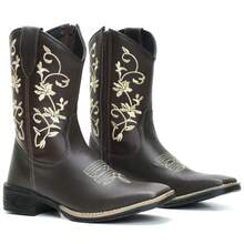 Women's Country Ankle Boot, Short Shaft, Floral Print, Rodeo Style - Cà phê nâu - Xem 5