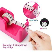SimpleWork Desktop Tape Dispenser, Pink, 1 in Core, Non - Skid Weighted Base, Tape Cutter Office, Home, School, and Crafts - inicial - Ver 5