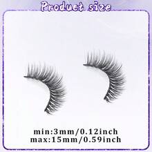 7對 15mm 仿貂毛 纖細 3D 蓬鬆貓眼假睫毛 - 黑色 - 查看 8