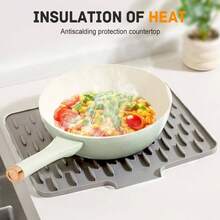 Alfombrilla de Silicona para Secar Cubiertos, Alfombrilla Antideslizante para el Desage del Fregadero de la Cocina, Alfombrilla Impermeable para Secar Resistente al Calor Blanquecino, 40x 33.5 - Blanquecino + 40 x 33.5 cm - Ver 2