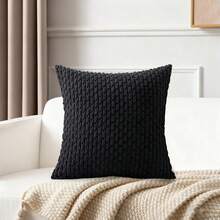 1pc/2pcs Bohemian Striped Throw Pillow Cover (Pillow Insert Not Included), Soft Plush Corduroy Solid Color Decorative Square Pillow Sham, Suitable For Holiday, Sofa, Bedroom, Bed, All Seasons - Black - View 16