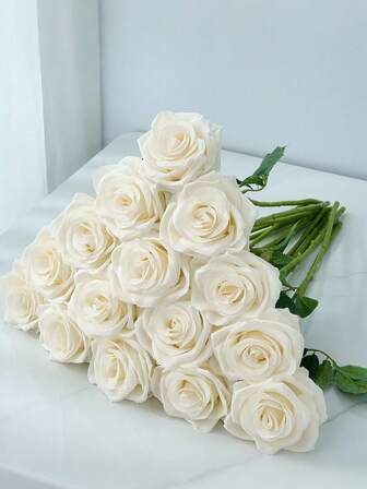 1/5/10 st konstgjorda rosor i bulk falska rosor med lång stjälk sidenrosbuketter konstgjord blomma flickvän present till brud bröllopsblommor bröllopsbord mittpunkt alla hjärtans dag dekorationer blomsterarrangemang trädgård gör-det-själv heminredning kranstillverkningstillbehör