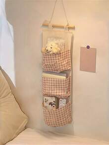 Borsa da appendere per la camera da letto con tasche multiple a quadri beige, sospesa da terra, ideale per riporre libri e giocattoli, mantiene gli spazi piccoli ordinati e organizzati. - Multicolore - Visualizzare 6