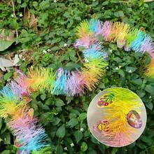 2pcs Easter Colorful Striped Eggs, Rabbit, Chicks, Lily Flower Easter Decorations, Home Party Background, Door Decor, Wall Decor, Wreath