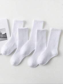 5 Pairs Girls' Ankle Socks, White, Cute Design, Suitable For Autumn, Winter And Spring, Mesh Breathable, Moisture-Wicking, Soft And Smooth, Suitable For Various Occasions - Festivals, Sports, Casual, Business And Daily Wear, All Seasons