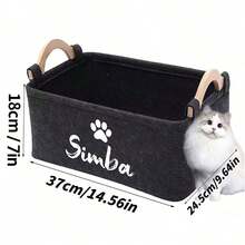 Customized Pet Toy Storage Basket - Foldable Multipurpose Organizer Box, Personalized Dog Toy And Clothing Storage Container. Thick Removable And Washable Lining, Wooden Handle. Essential Pet Storage. - Multicolor - View 4