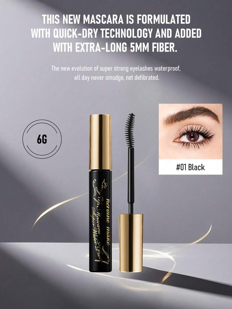Kiss me KissMe Heroine 纤长卷翘睫毛膏 超强防水 #01 黑色 6克/0.21盎司 | 防水、纤长、卷翘睫毛膏 | 防晕染配方，超强抗泪、汗、水、油和磨损 | 蕴含卷翘定型成分和记忆聚合物，令睫毛全天保持卷翘上翘