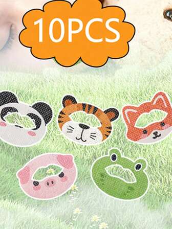 10片装睡眠贴，亲肤胶带，动物图案，透气舒适，男女通用，助您安睡，无痛撕除，低致敏性，不含乳胶，温和亲肤，强力粘性，无痛撕除，无纺布材质，透气亲肤，改善深度睡眠质量