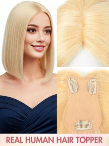 1件装女士真人发片 - 长直深棕色自然款假发，适合脱发和头发稀疏人群，一体式夹式接发，造型百变，适合所有种族，增加发量 - 彩色 - 查看 19