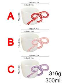 1 Stück kreative, minimalistische handbemalte Keramik-Kaffeetasse mit Schleifen-Griff, für den Hausgebrauch - Verschiedenfarbig - Übersicht 9