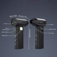 便携式高速涡轮喷气风扇，手持迷你个人降温风扇，10万转/分无刷电机空气除尘器，超强劲电动吹风机，6档风速调节，可充电电池，无线喷气式吹风机，适用于清洁汽车座椅/除冰、电脑机箱/键盘、电子产品、家用沙发/窗缝，是户外露营/居家/车载使用的理想之选。 - 彩色 - 查看 13