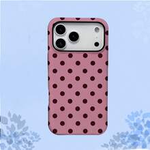 1个少女风波点印花手机壳，适用于 17 Pro Max，也适用于16 Pro Max、15 Pro Max、14 Pro Max，韩版时尚手机壳，兼容 11/12/13/14/15/16 Pro Max Plus，优雅设计男女皆宜，是圣诞节、情人节、复活节、婚礼季和生日送给女友的理想礼物