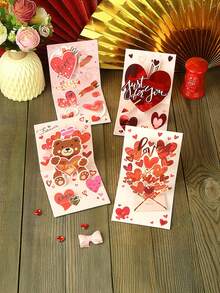 1pc Valentine'S Day Pop-Up Heart Card, 3d Heart-Shaped Gold Foil Card, Valentine'S Day Gift, Pink And Red Card, A Romantic Keepsake For Your Girlfriend Or Lover, Suitable For Friendship, Love, And Family