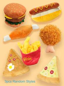 Dog Toys Plush Sound Toys, Squeaking Dog Toys, Bite Resistant And Clean Teeth Plush Sound Toys Dog Chew Toys, Durable Plush Cat And Dog Toys, Hamburger Chicken Legs, French Fries, Pizza Food Styling Series Pet Toys, Pet Dogs Play And Vent - Multicolor - View 15
