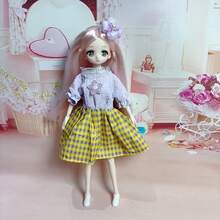 11.81 Inch New Ultra-Thin Cartoon 3D Animation Face Dreamy Eye 26 Cute Flat Doll Toy, Flexible Joints, Fashion Girl OB11 Doll BJD Doll Lover, Kawaii Cake Model Baking, Birthday New Year Christmas Gift - Multicolor - View 6