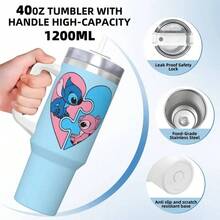 Stitchs Lilo Tumbler Vacuum Insulated Kawaii Anime Coffee Cups Vacuum Flask Double Wall Mugs Spill Proof, 40oz - 9 + ONE SIZE - View 2