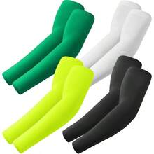 Arm Sleeves Cooling UV Sun Protection Sports Compression For Men/Women - 4 Pairs - Black+White+Green+Fluorescent - View 1
