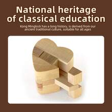 1pc Beechwood Heart Shaped 3D Puzzle - Intellectual Challenge For Ages 14+ - Perfect Wooden Puzzle Gift - Multicolor - View 3