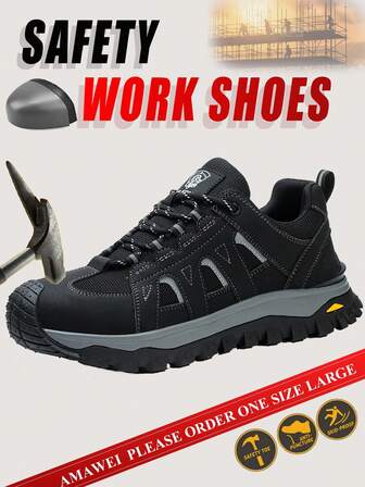 1 Pair Steel Toe Shoes For Men Safety Shoes For Women,Work Safety Shoes Steel Toe Sneakers Comfortable Lightweight Work Trainer Puncture Proof Black Rubber Sole Indestructible Work Shoes For Climbing Shoes,Warehouses,Gardening,Outdoor Work And Prefect Christmas Gifts Anti Slip And Construction Work Protective Boots For Outdoor Exploration,Traveling,Running Shoes Hiking Shoes For Men Women Shoes (Size Runs Small, Please Order One Size Large)