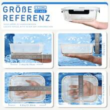 ERUIV 4 X 1520 Ml Glass Containers For Food Preparation, Glass Containers For Food Storage, Freezer Container Set With Steam Vent, Transparent Glass Containers With Lids, Glass Storage Containers - 4x1520ml - 查看 7